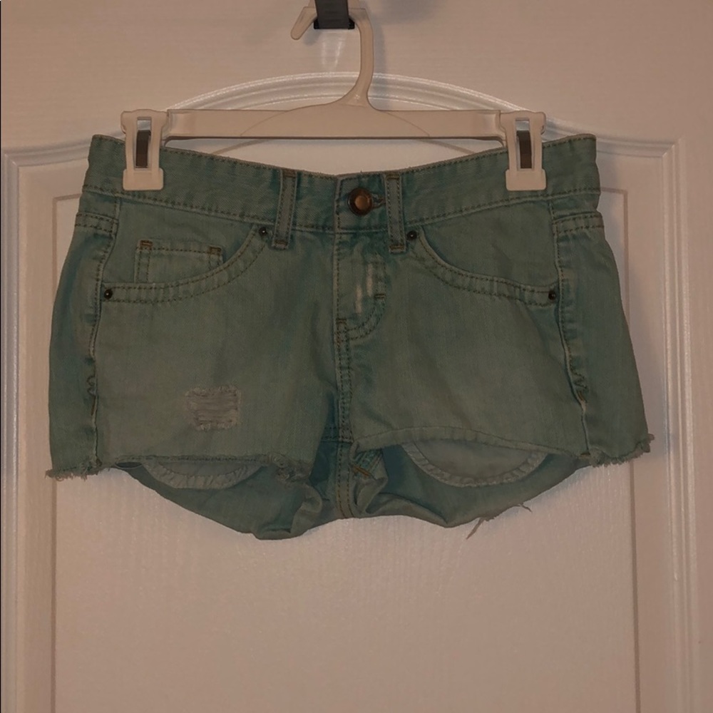 Teal Denim Shorts